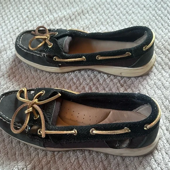 Sperrys Black and Gold Boat Shoe Size 7 - Picture 6 of 7